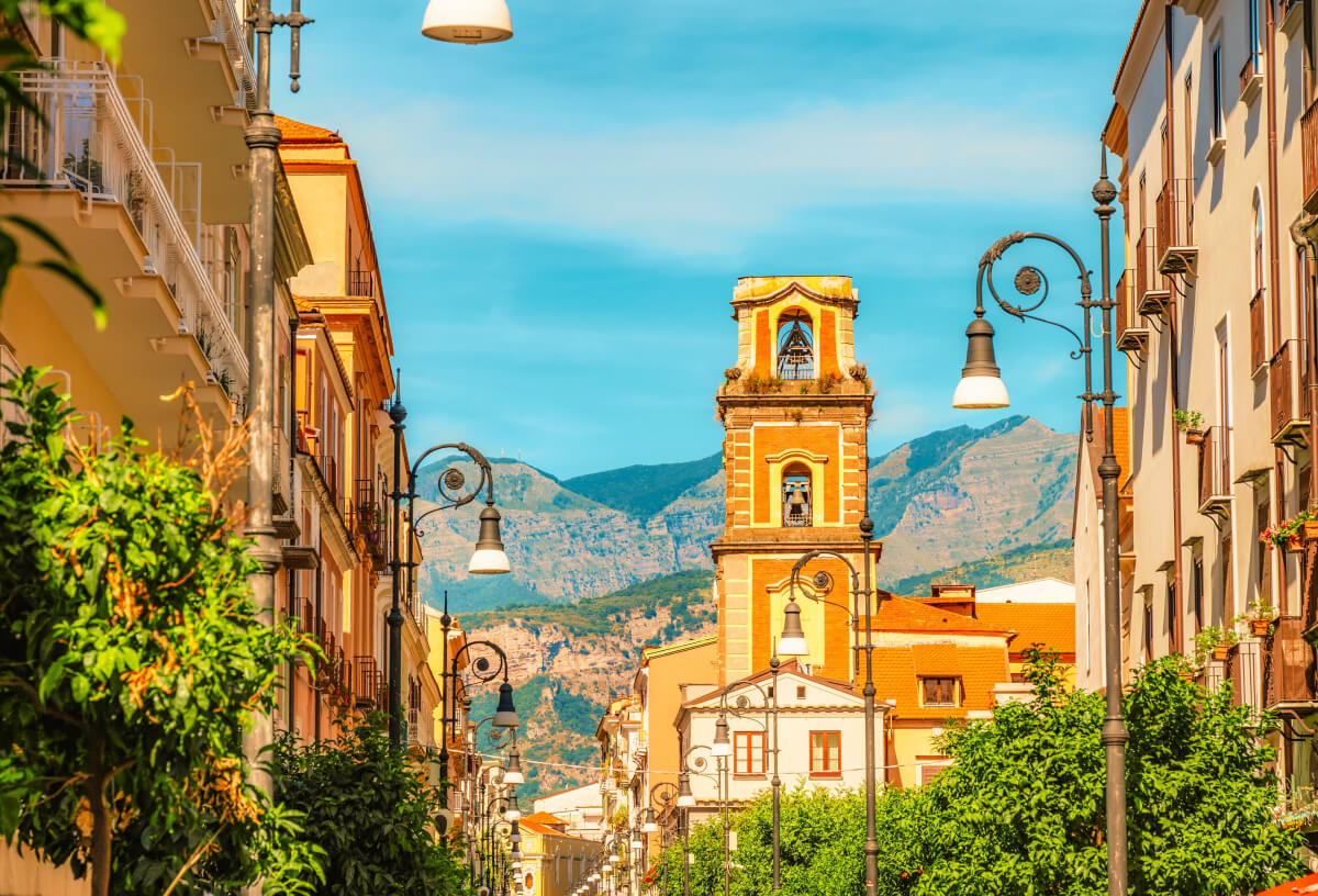 City of Sorrento with mountains in the background
