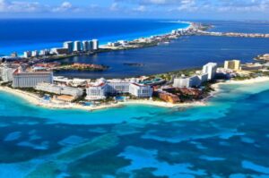 Aerial view of Cancun