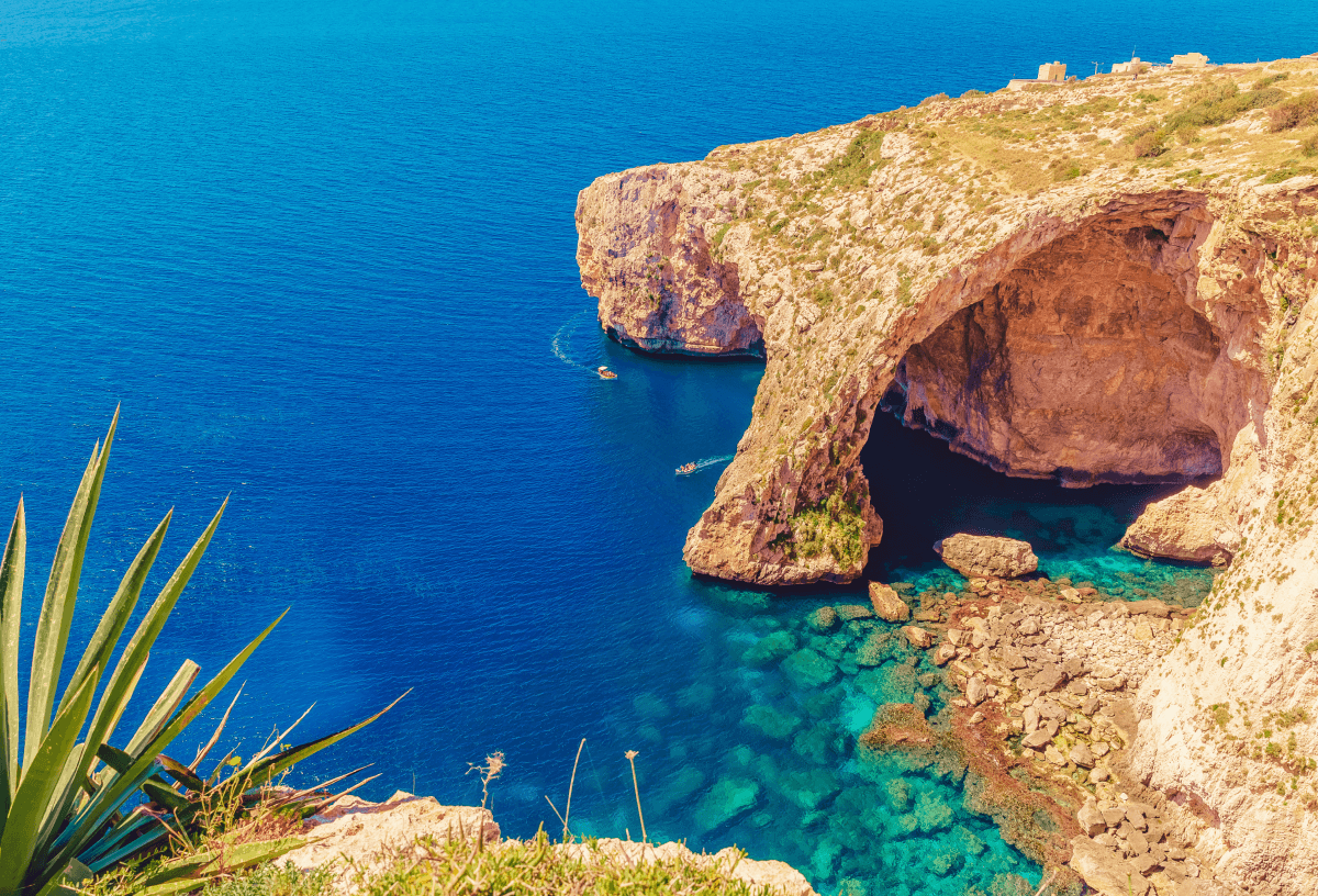 Birdseye view of the Blue Grotta in Malta