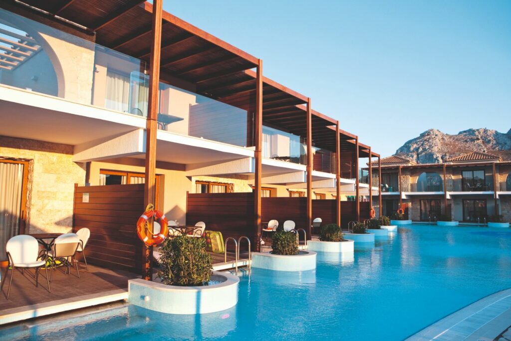 Swim up rooms at the Holiday Village Atlantica in Rhodes