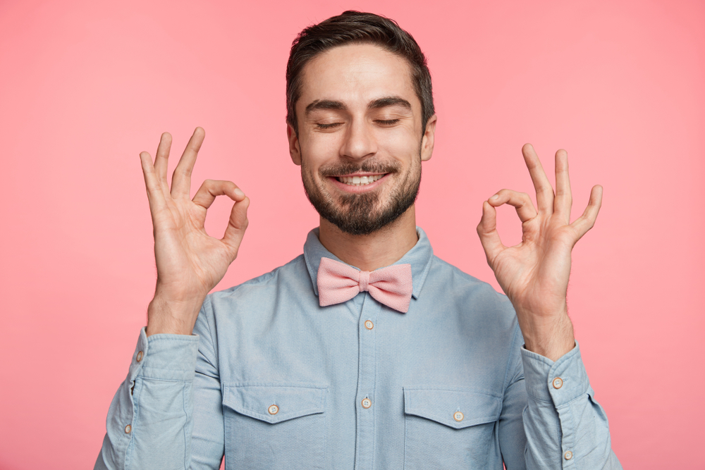  content bearded male feeling relaxed