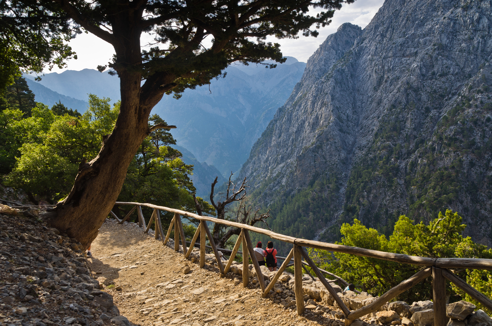 Trail through Samaria gorge, central part of Crete island, Greece