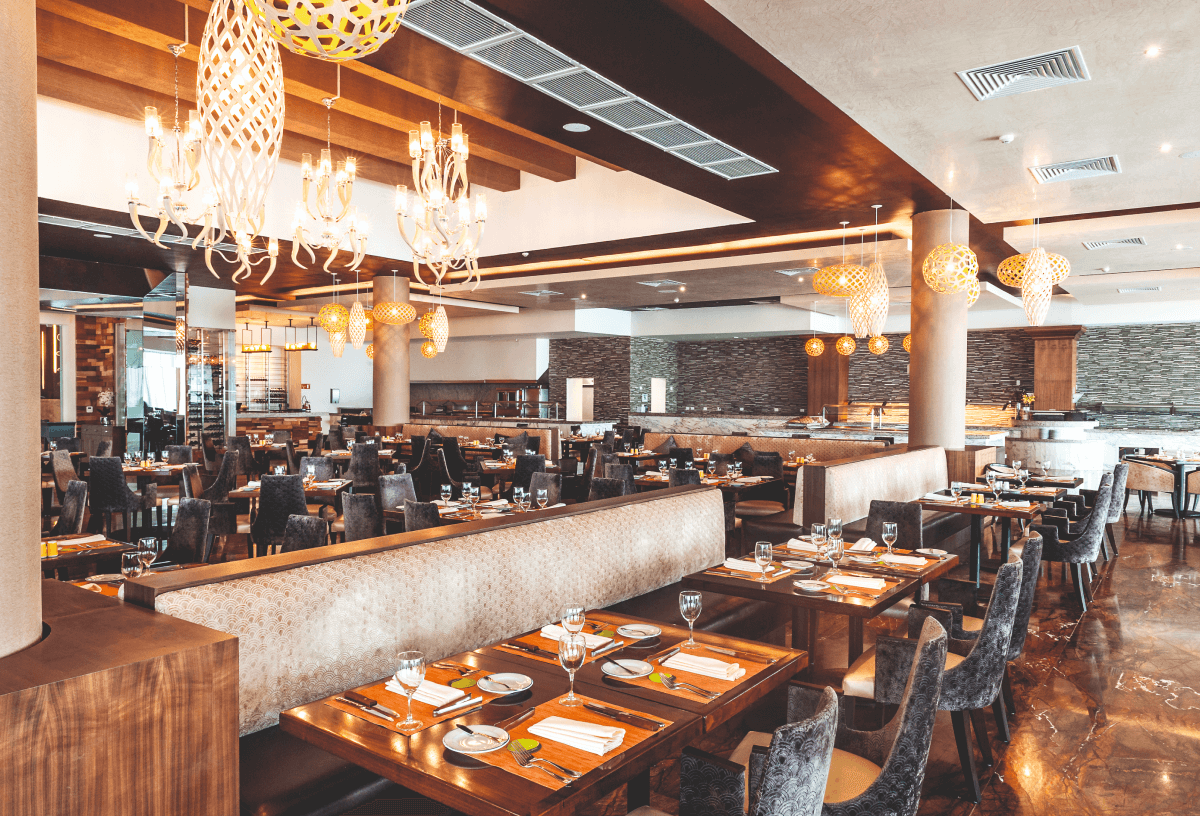 Inside a restaurant at the Moon Palace The Grand Cancun